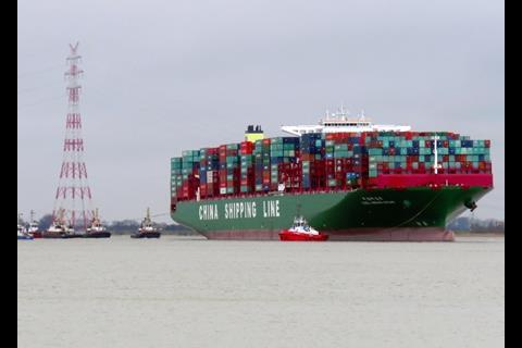 Tugs in attendance at the stranded 'CSCL Indian Ocean' (Photo: HHM-Hasenpusch)